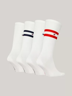 Skarpetki*Tommy Hilfiger Zestaw Podarunkowy 4 Par Skarpetek W Paski WHITE