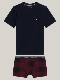Underwear & Socks*Tommy Hilfiger Zestaw Podarunkowy Z T-shirtem I Bokserkami DESERT SKY/ROUGE BUFFALO CHECK