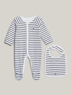 Dziewczynki|Chłopcy*Tommy Hilfiger Zestaw Upominkowy Z Kombinezonem I śliniakiem ANCIENT WHITE DESERT SKY STRIPE
