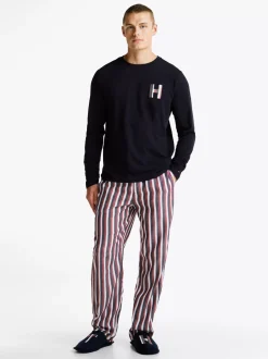 Piżamy*Tommy Hilfiger Zestaw Z Piżamą I Kapciami TH Original DESERT SKY / BOLD GLOBAL STRIPES