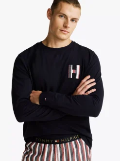 Piżamy*Tommy Hilfiger Zestaw Z Piżamą I Kapciami TH Original DESERT SKY / BOLD GLOBAL STRIPES