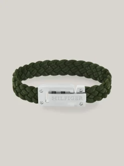 Biżuteria & Spinki Do Mankietów*Tommy Hilfiger Zielona Pleciona Bransoletka Z Zamszu GREEN