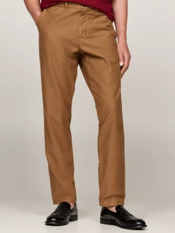 Spodnie*Tommy Hilfiger Zwężane Chinosy Z Bawełnianej Gabardyny HIGHLAND KHAKI