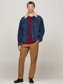 Spodnie*Tommy Hilfiger Zwężane Chinosy Z Bawełnianej Gabardyny HIGHLAND KHAKI