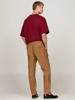 Spodnie*Tommy Hilfiger Zwężane Chinosy Z Bawełnianej Gabardyny HIGHLAND KHAKI